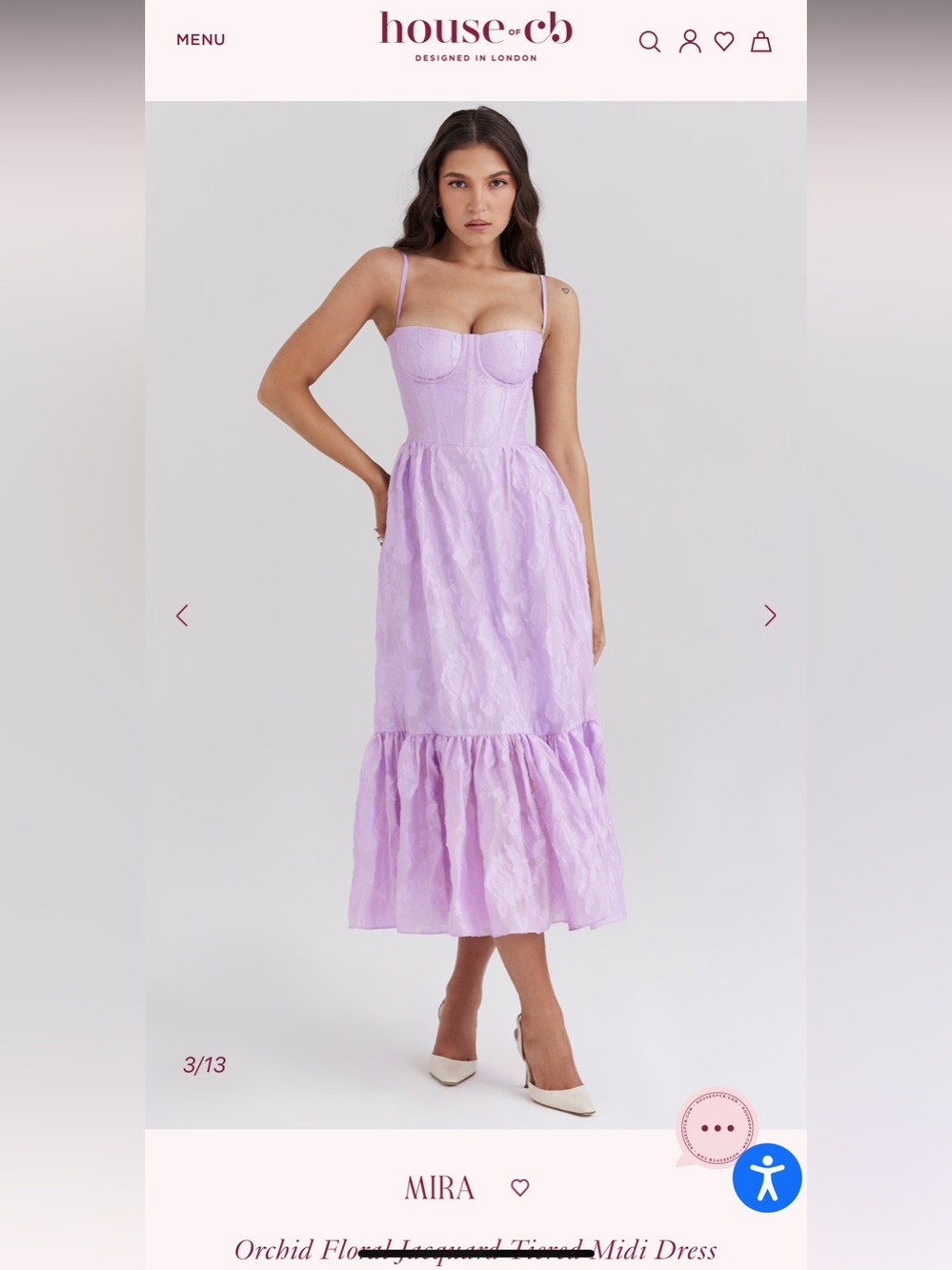 House of CB Lilac Floral Jacquard
Tiered Midi Dress